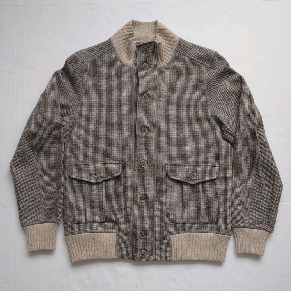 EREDI PISANO Men's Bomber Cardigan Sweater Micro Houndstooth size Medium